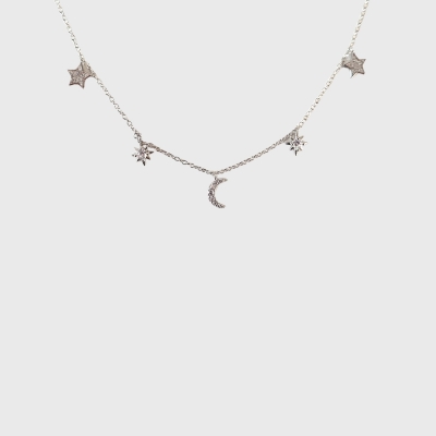 Colier argint Moon and Stars